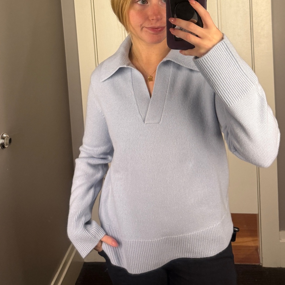 Banana republic CASHMERE RUGBY SWEATER POLO XS in Skating Rink Blue